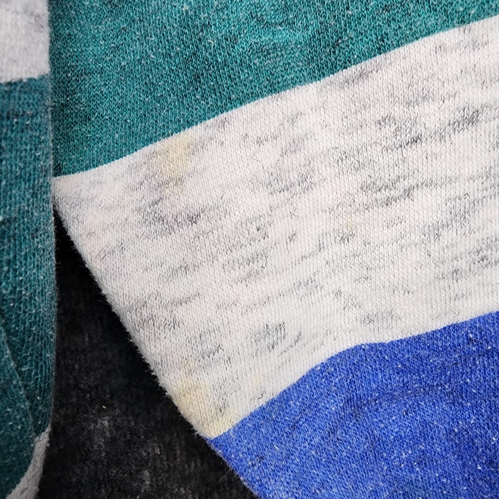 The Apparel Zone Rugby Sweatshirt Mens XL Grey Blue Teal Striped 90s Vintage - Picture 4 of 7